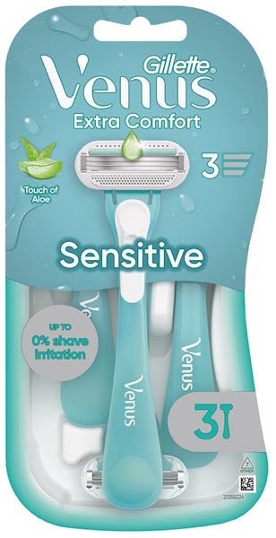 Rasoirs jetables Gillette Venus Sensitive pour femmes, paquet de 3