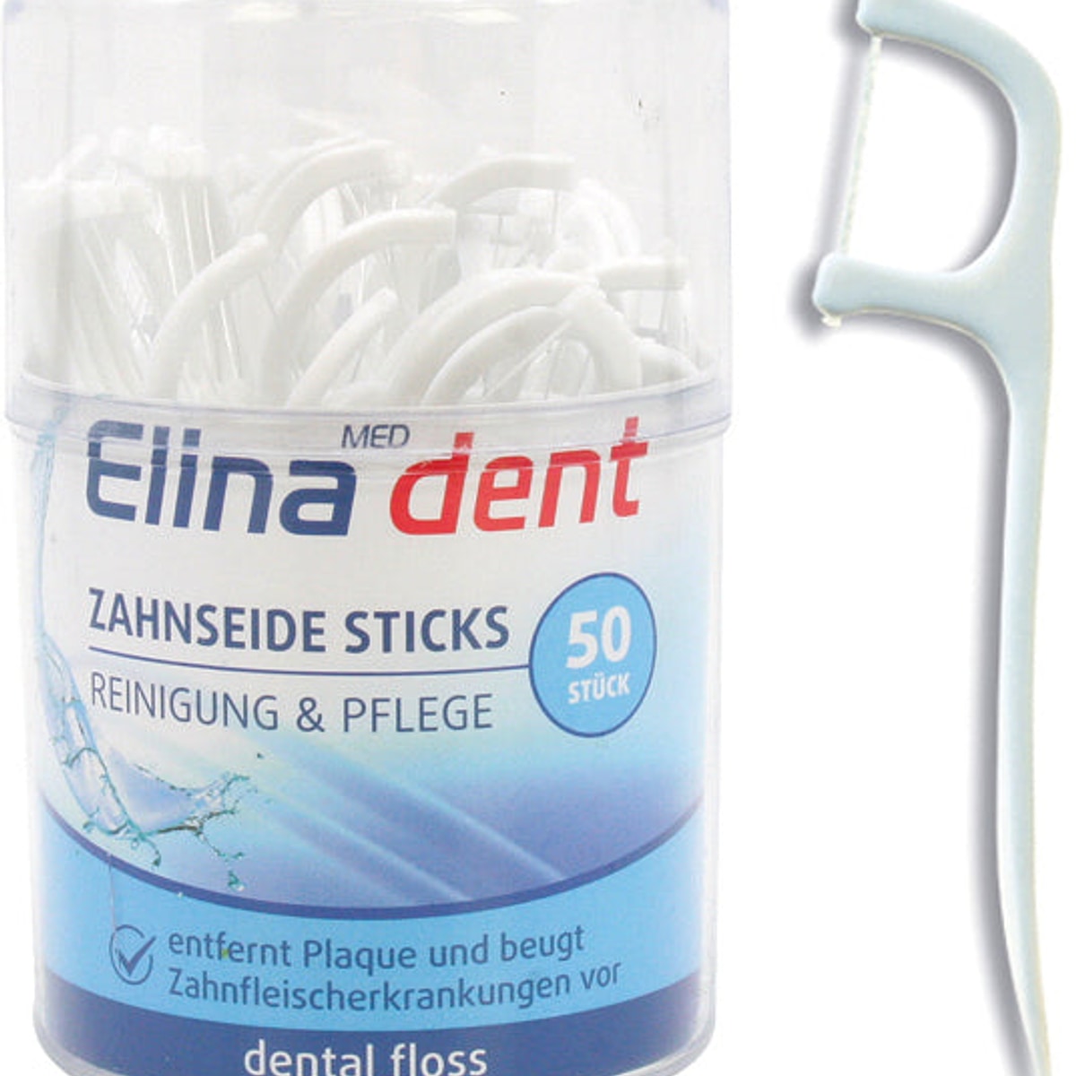 Bâtonnets de fil dentaire Elina, 50 pièces, dans un emballage vertical