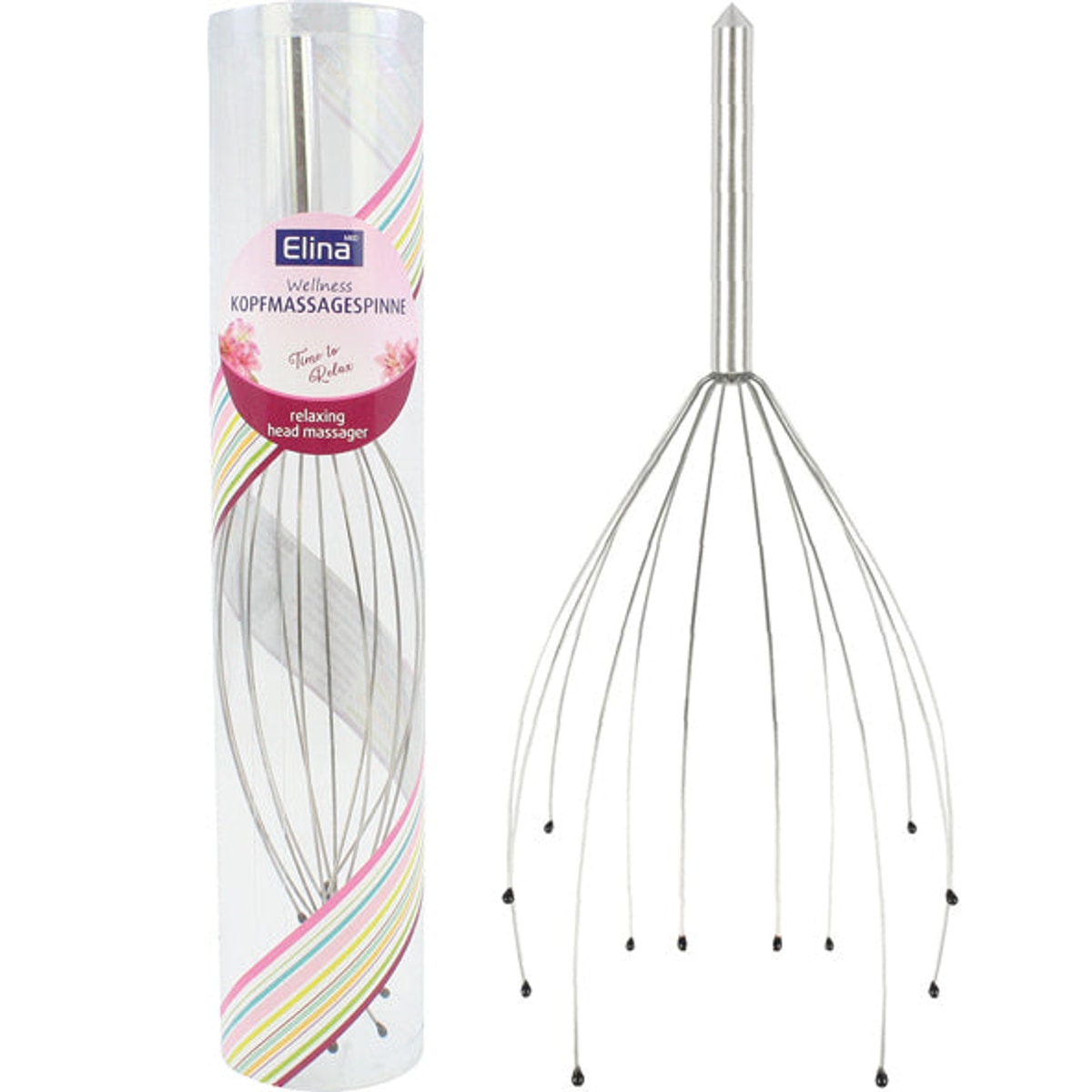 Araignée de massage en métal pour la tête, 23 cm avec picots.