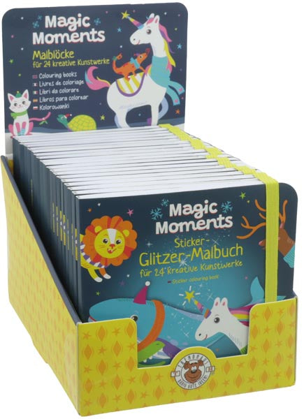 Présentoir de 20 autocollants pailletés pour livre de coloriage