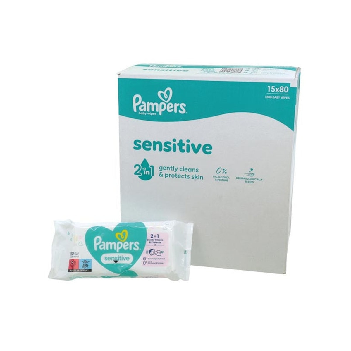 Lingettes pour bébé Pampers Sensitive, paquet économique de 15 x 80 lingettes