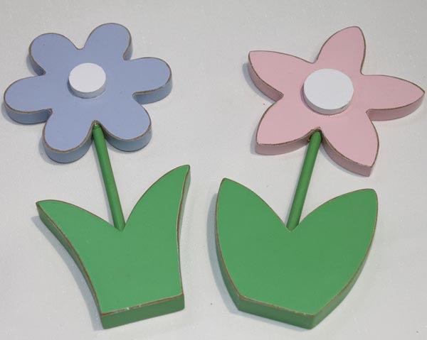 Fleur en bois XL 8x1,5x16cm, fabriquée artisanalement avec amour