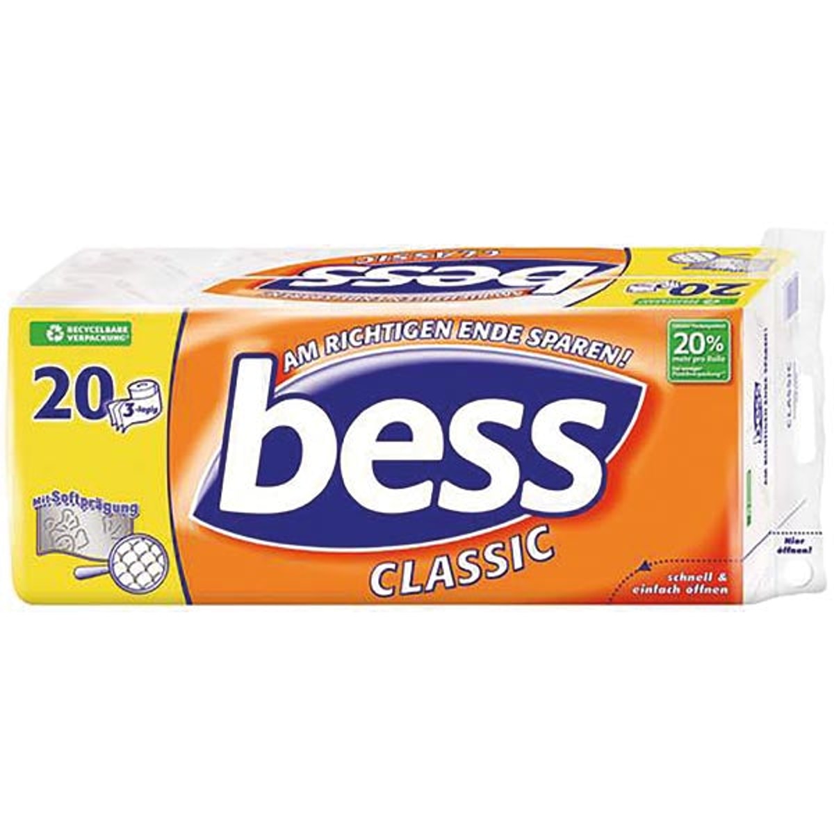 Papier toilette Bess Classic 20 x 180 feuilles, 3 plis
