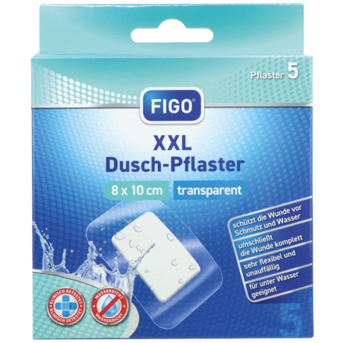 Pansement XXL, sparadrap de douche 8x10cm, paquet de 5