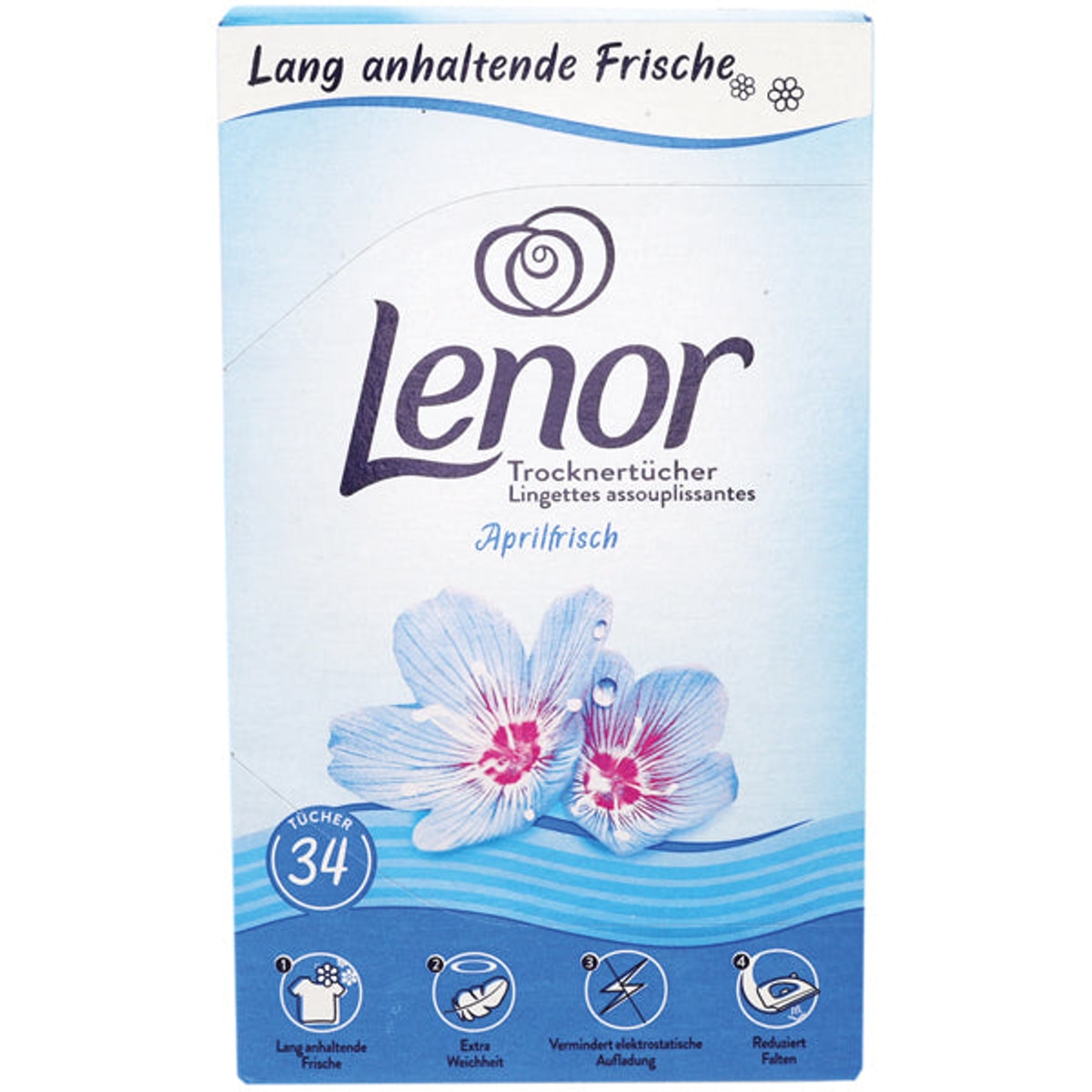 Feuilles assouplissantes Lenor, paquet de 34, saveur fraîcheur d'avril