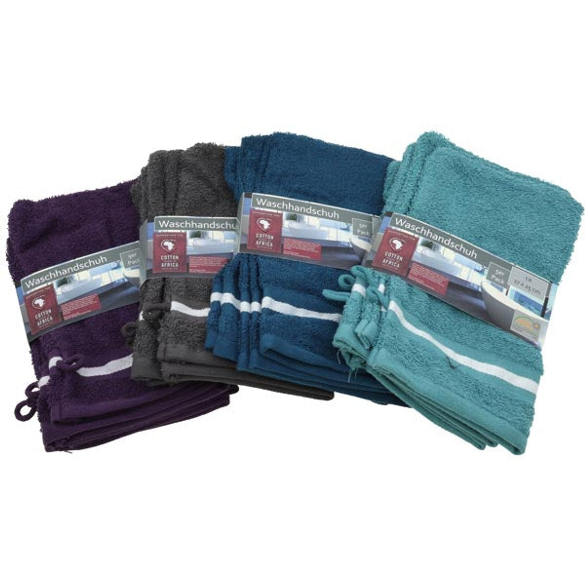 Gants de lavage, lot de 5, 17 x 25 cm, couleurs assorties