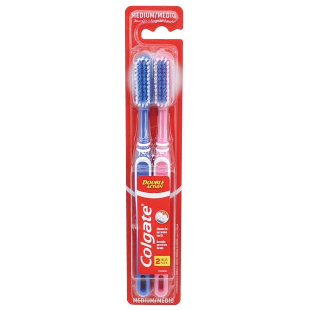 Brosse à dents double action COLGATE, lot de 2, taille moyenne, 18 cm