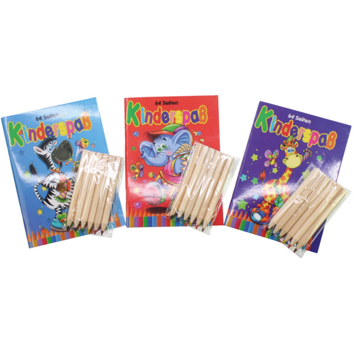Livre de coloriage et de jeux, 64 pages, format A6 + 6 crayons de couleur