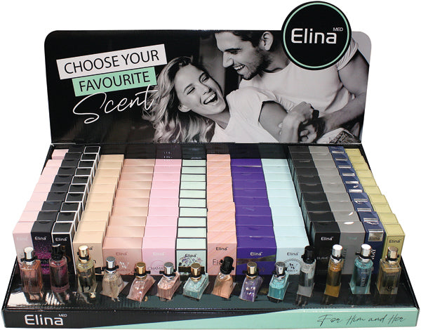 ELINA parfum 15ml Présentoir-3 140 pièces. Assortiment de 14 façons.