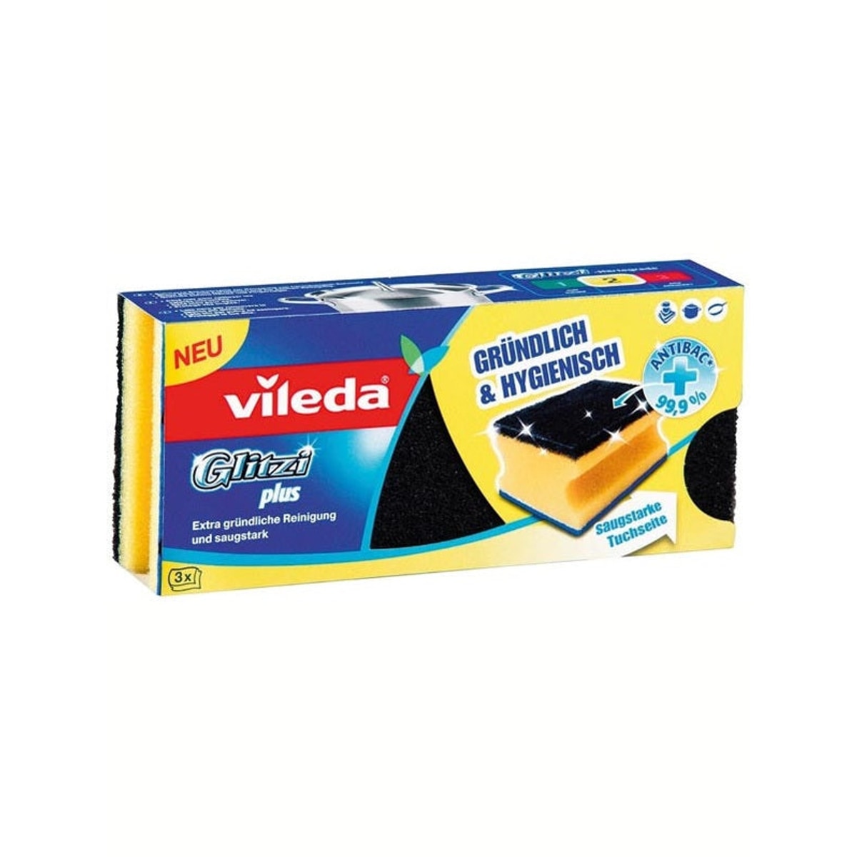 Éponge à récurer Vileda Glitzi Plus 3 standard