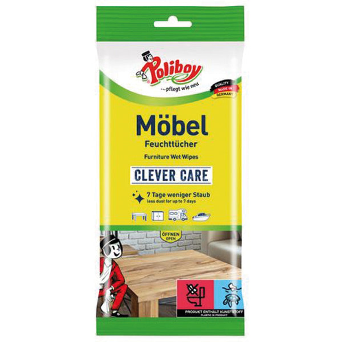 Lingettes nettoyantes pour meubles Poliboy, paquet de 24