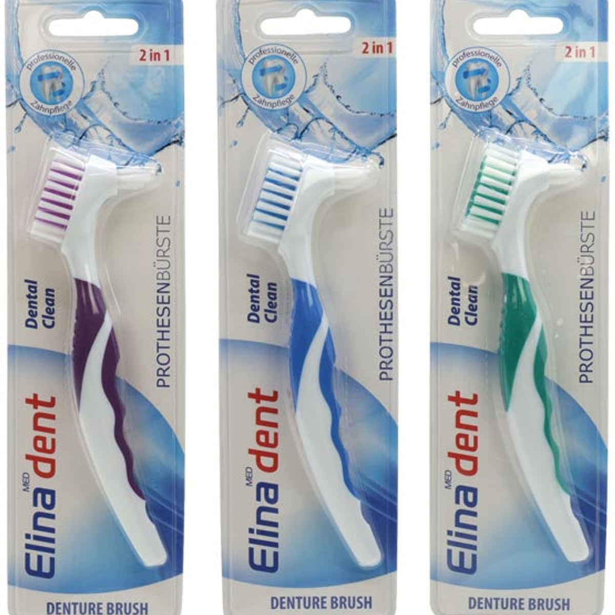 Brosse à dents Elina, brosse pour prothèse dentaire individuelle, 16 cm