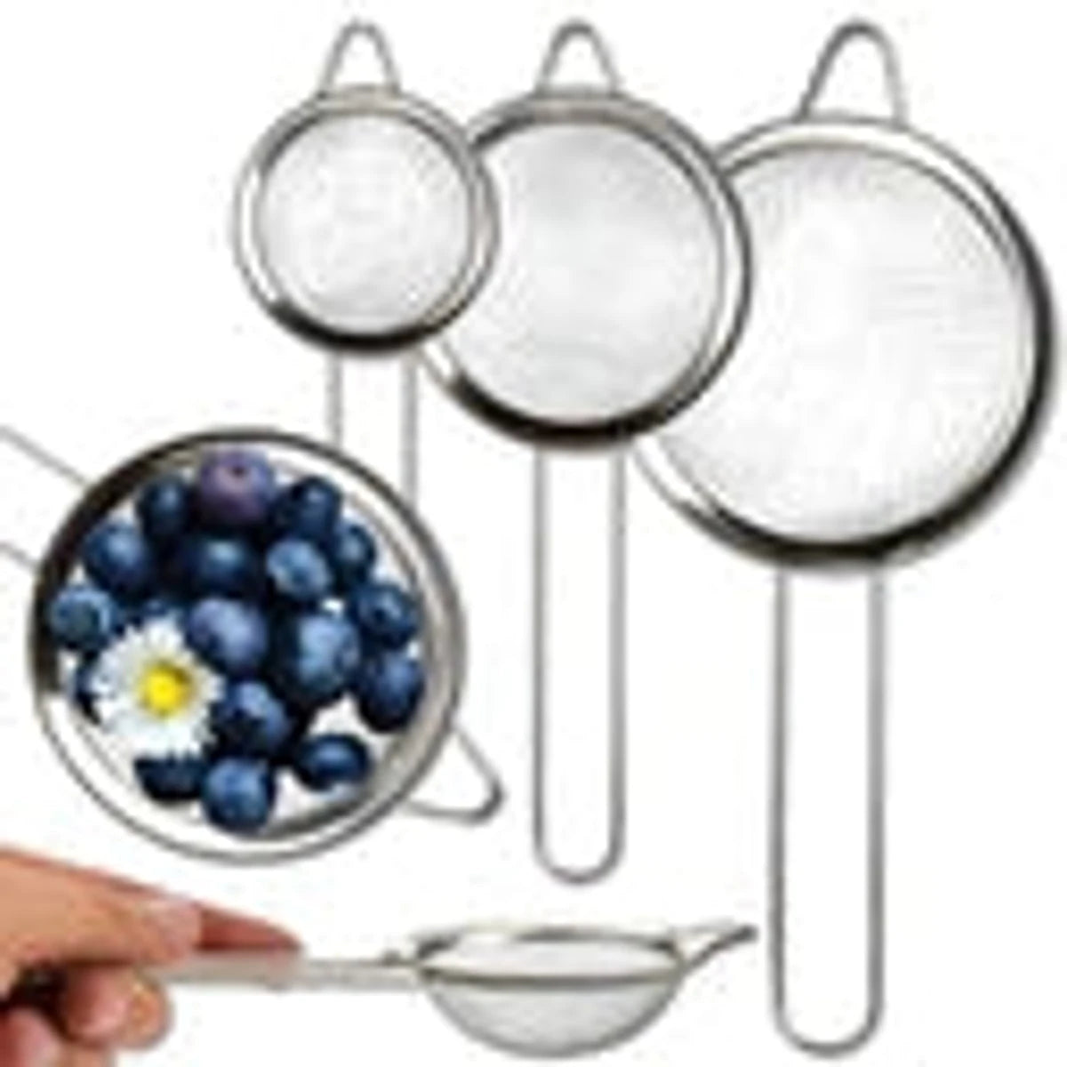 Passoires de cuisine en acier avec manche, lot de 3
