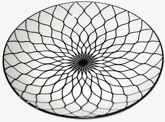 Assiette 19,5x2,3cm, motif design, peinte à la main,