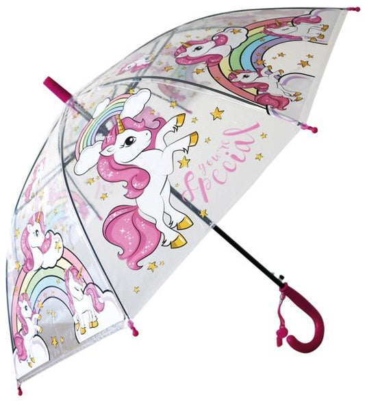 Parapluie licorne bâton automatique, transparent