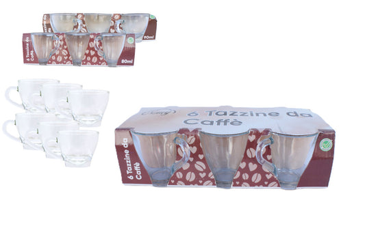 Tasse à café en verre 80 ml Cappuccino 6 pièces