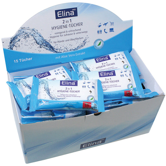Lingettes hygiéniques 15er Elina 2 en 1,
