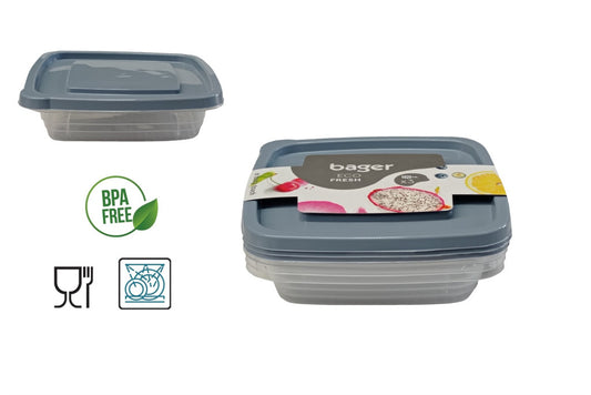 Ensemble de 3 boîtes de rangement rectangulaires 1,02 L – Eco-Fresh