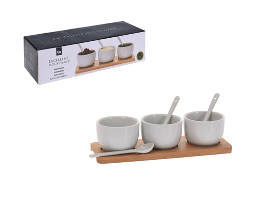 Ensemble de 3 bols en porcelaine avec cuillères