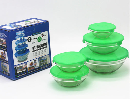 Bols en verre avec couvercles lot de 5