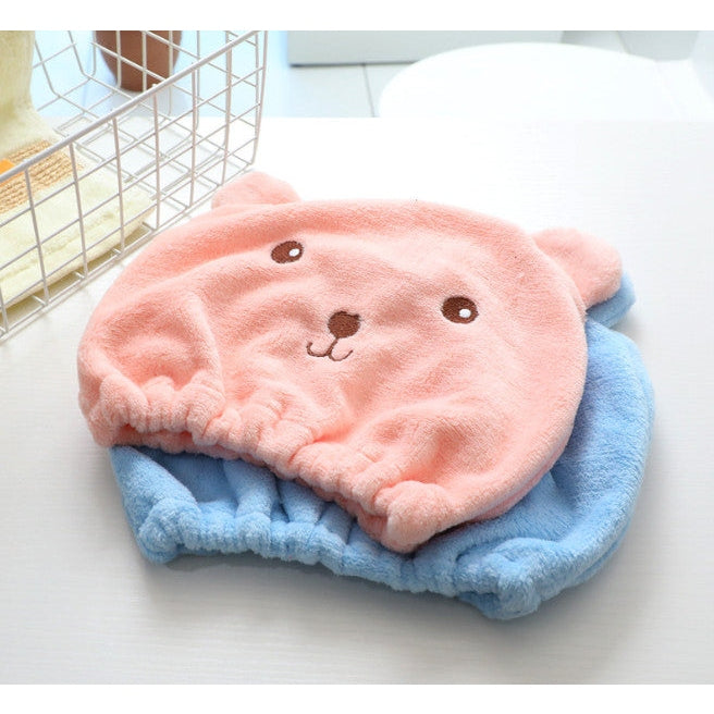 Bonnet de douche en polaire rose avec élastique