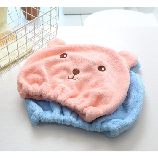 Bonnet de douche en polaire rose avec élastique