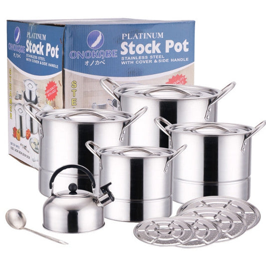 Ensemble de 4 marmites STOCK POT avec couvercles, 4 plateaux vapeur, bouilloire et louche, lot de 14