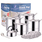 Ensemble de 4 marmites STOCK POT avec couvercles, 4 plateaux vapeur, bouilloire et louche, lot de 14