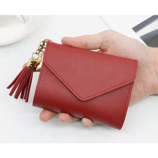 Portefeuille FEMME avec pompon Rouge