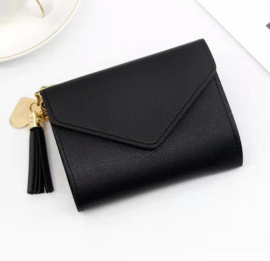 Portefeuille FEMME avec pompon Noir