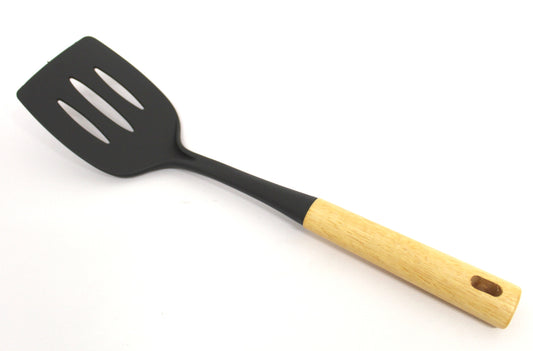 Spatule plastique ajouré avec manche en bois