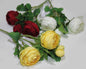 Bouquet de camélias composé de 3 fleurs de 42 x 5 cm et de nombreuses feuilles