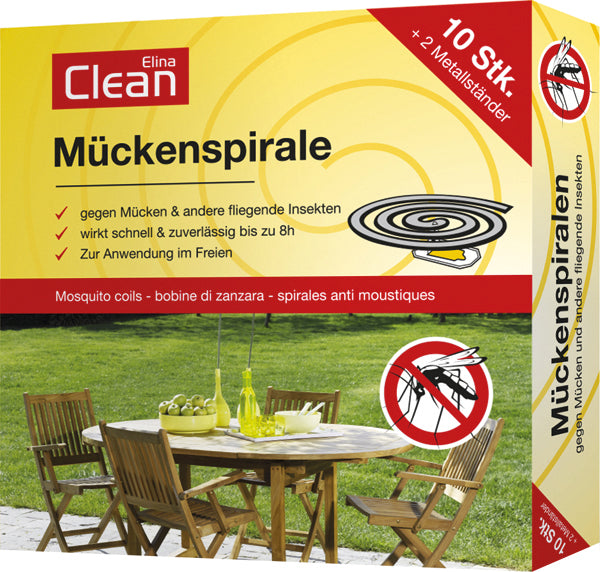 Spirale anti-moustiques, 10 pièces, citronnelle, avec 2 supports