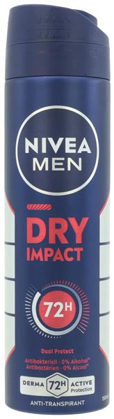 Déodorant spray Nivea 150 ml pour homme, parfum sec.