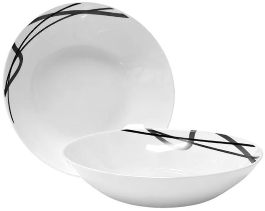 Assiette creuse Opal 20,3 cm blanche à décor noir