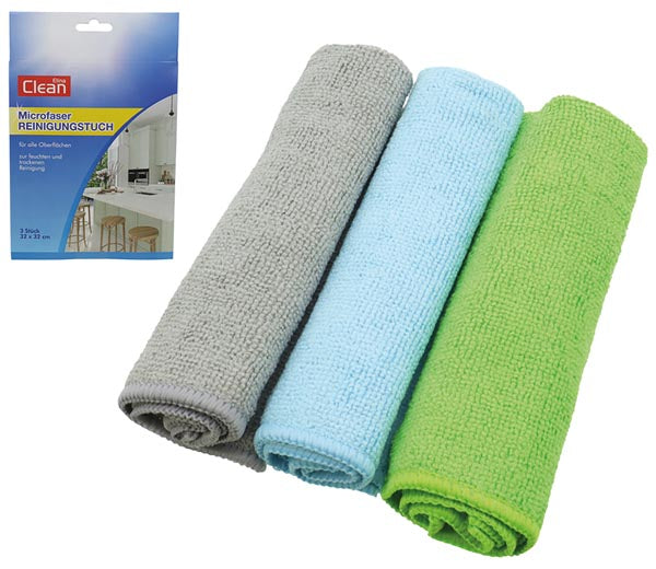 Chiffons en microfibre CLEAN, lot de 3, 32 x 32 cm, en boîte colorée