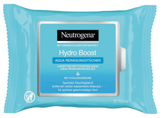 Lingettes nettoyantes Neutrogena Hydro Boost, paquet de 25