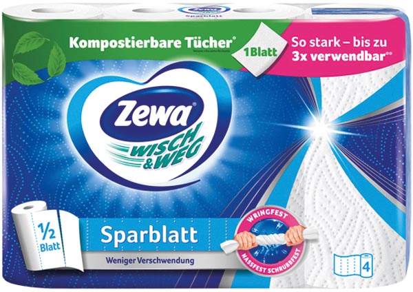 Papier essuie-tout économique Zewa Wipe&Way 4x74