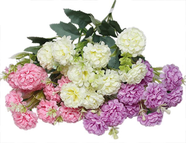 Chrysanthème en forme de boule à 5 branches, 34 cm