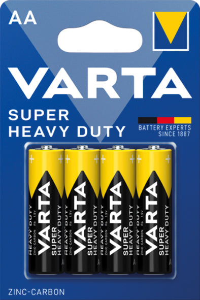 Lot de 4 piles AA VARTA Super Heavy Duty Mignon