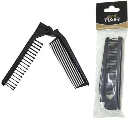 Brosse à cheveux et peigne pliables, 21 x 2,6 x 1,3 cm, noirs
