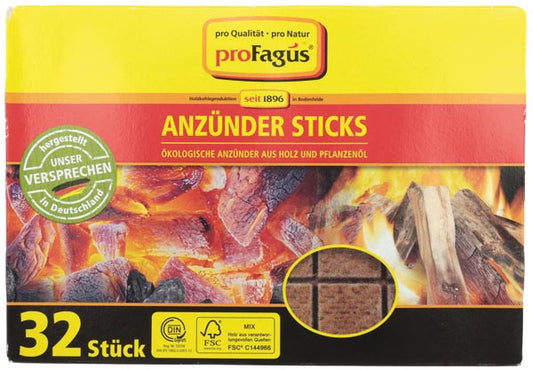 Allume-charbon écologique pour barbecue, 32 cubes, certifié 100 % FSC