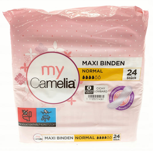 Serviettes hygiéniques Camelia maxi normales, paquet de 24