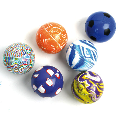 Balle rebondissante de 4,3 cm, couleurs assorties, 8 modèles différents