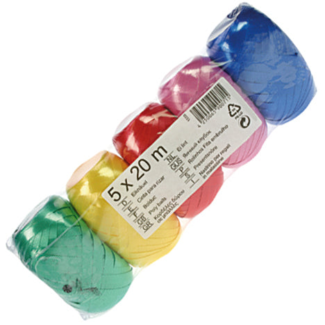 Ruban cadeau, ruban en forme d'œuf, 20 m, couleurs assorties, lot de 5 pièces