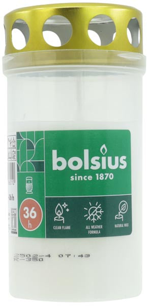 Brûleur de bougie funéraire n° 3 blanc avec couvercle doré 11 x 5,5