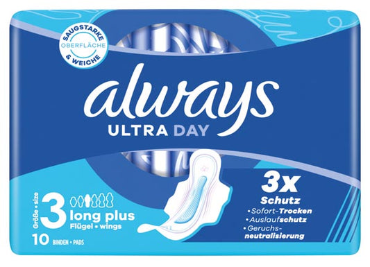 Serviettes hygiéniques Always Ultra Thin Long Plus, paquet de 10