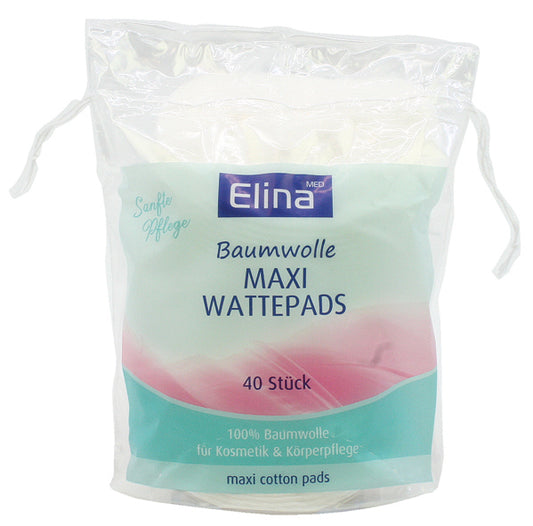 Disques de coton démaquillants Elina, paquet de 40, format maxi ovale