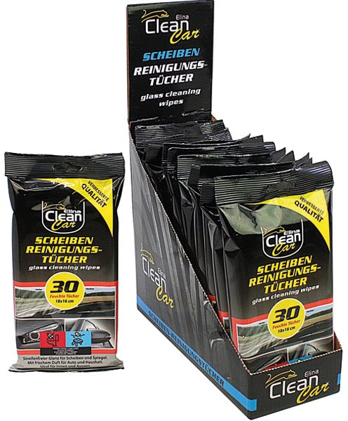Lingettes nettoyantes pour voiture CLEAN, paquet de 30, 18 x 16 cm