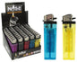 Briquet jetable à molette à silex, transparent, lot de 5 assortis.